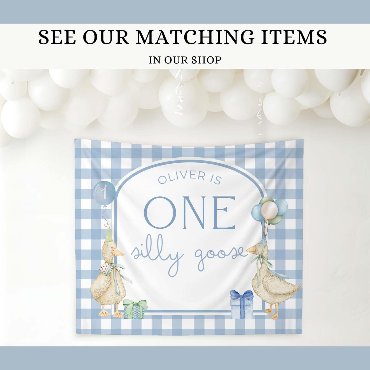 One Silly Goose Birthday Bundle Blue Gingham