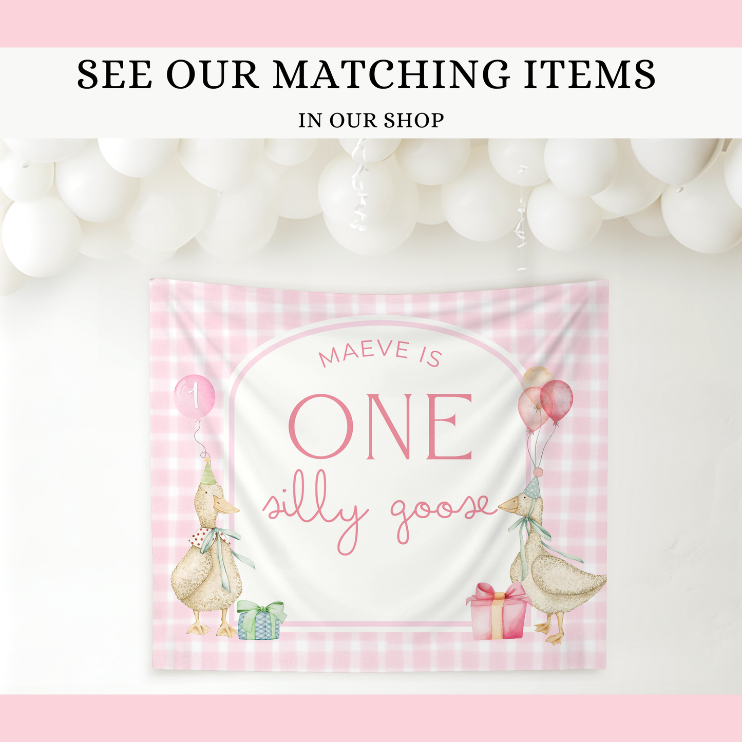 One Silly Goose Birthday Bundle Pink Gingham