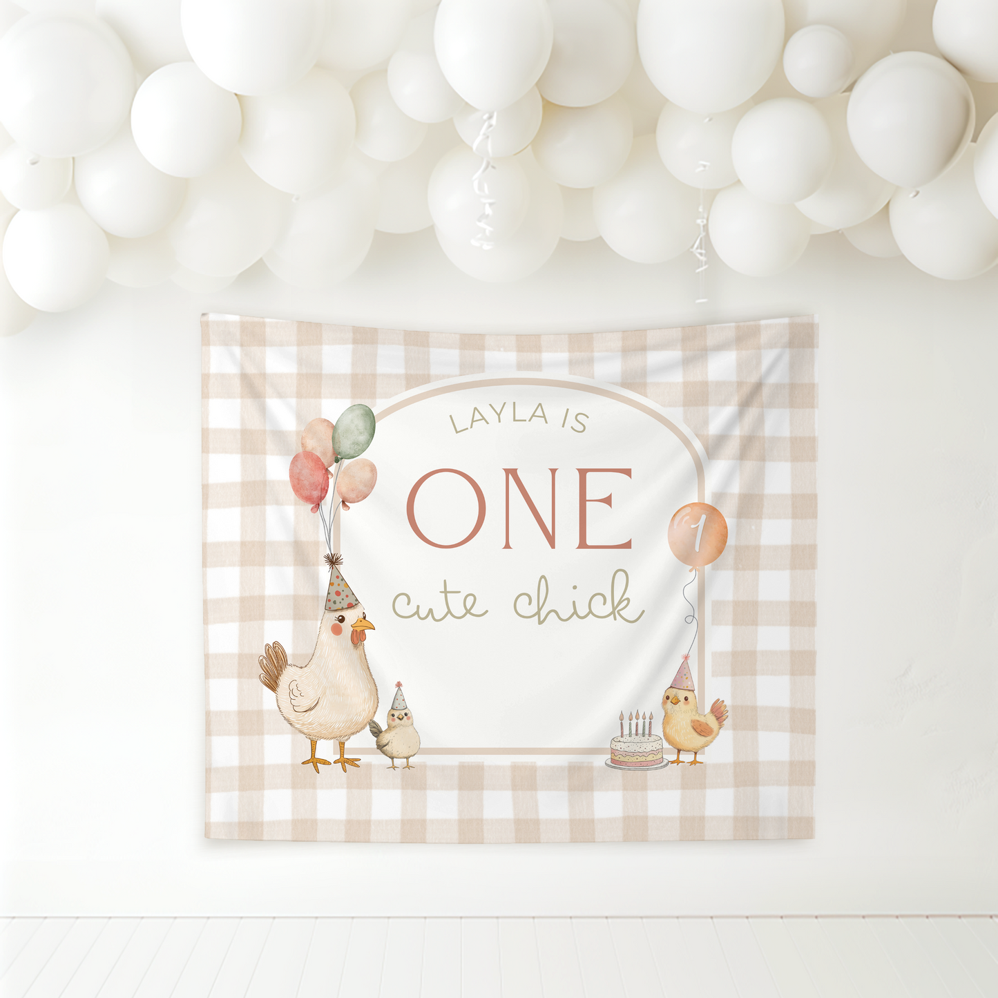 One Cute Chick Birthday Personalized Banner