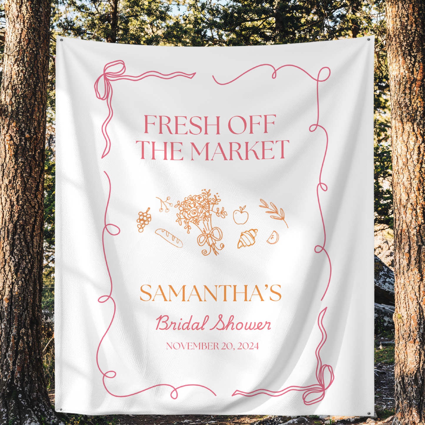 Spring Fresh Off The Market Bridal Shower Personalized Banner Farmer's Market Bridal Shower Backdrop Garden Market Wedding Shower Welcome Sign