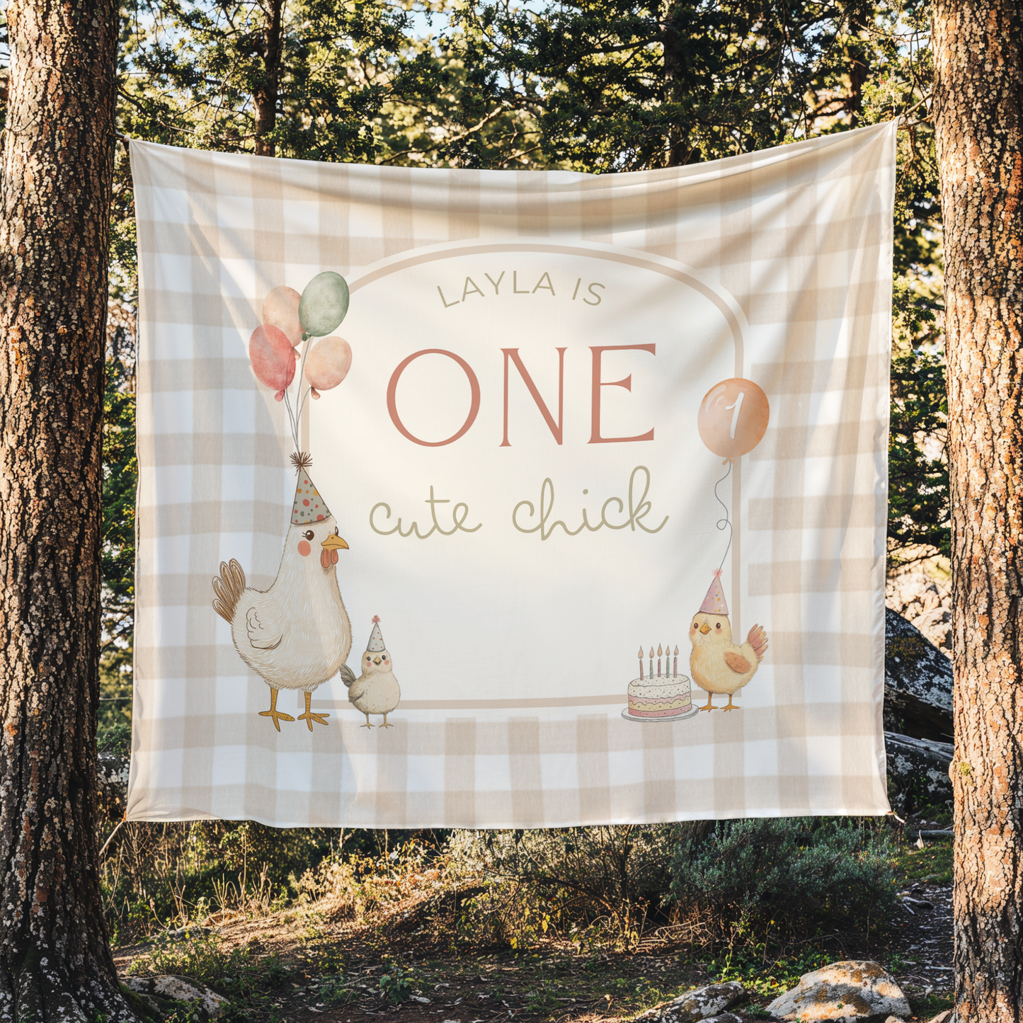 One Cute Chick Birthday Personalized Banner