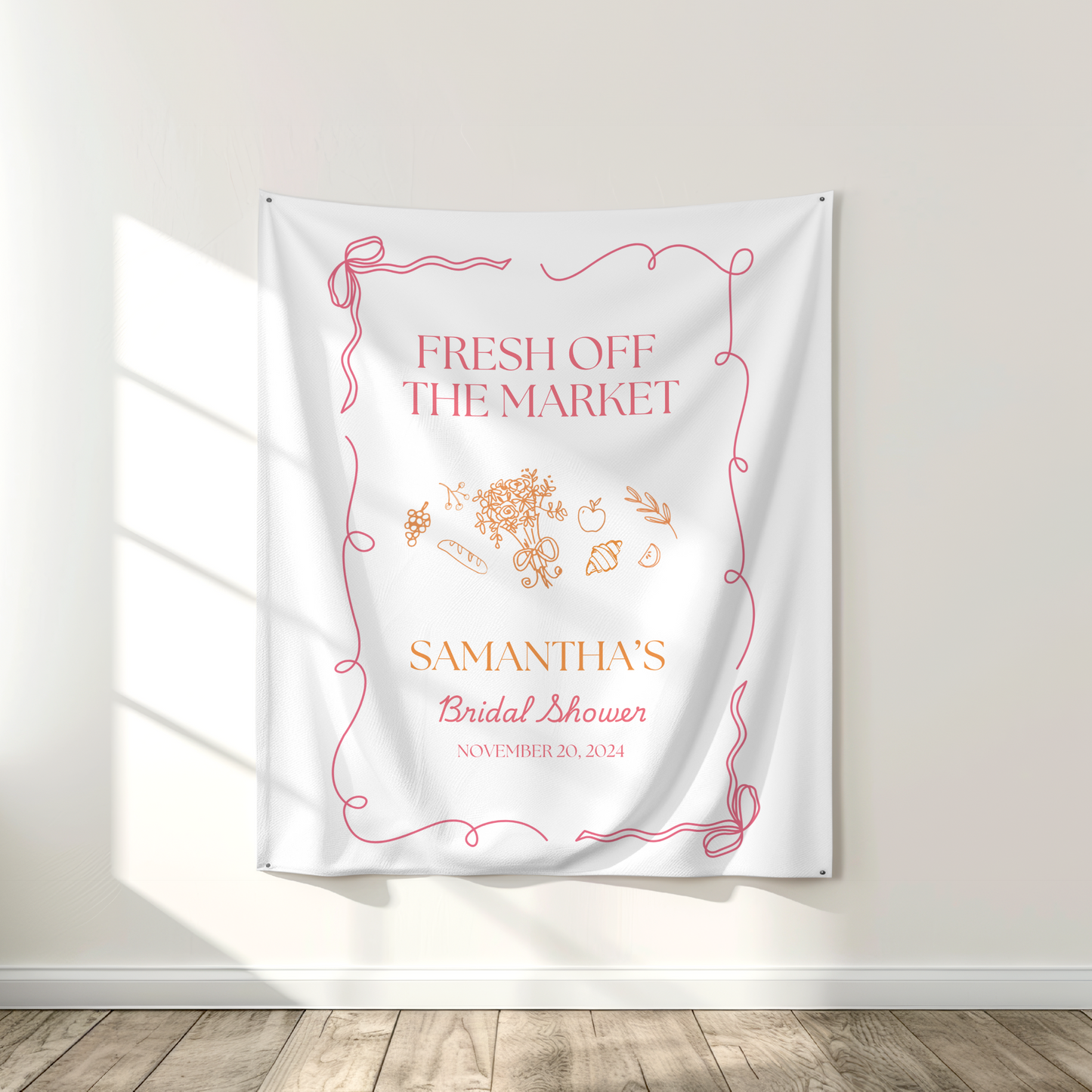 Spring Fresh Off The Market Bridal Shower Personalized Banner Farmer's Market Bridal Shower Backdrop Garden Market Wedding Shower Welcome Sign