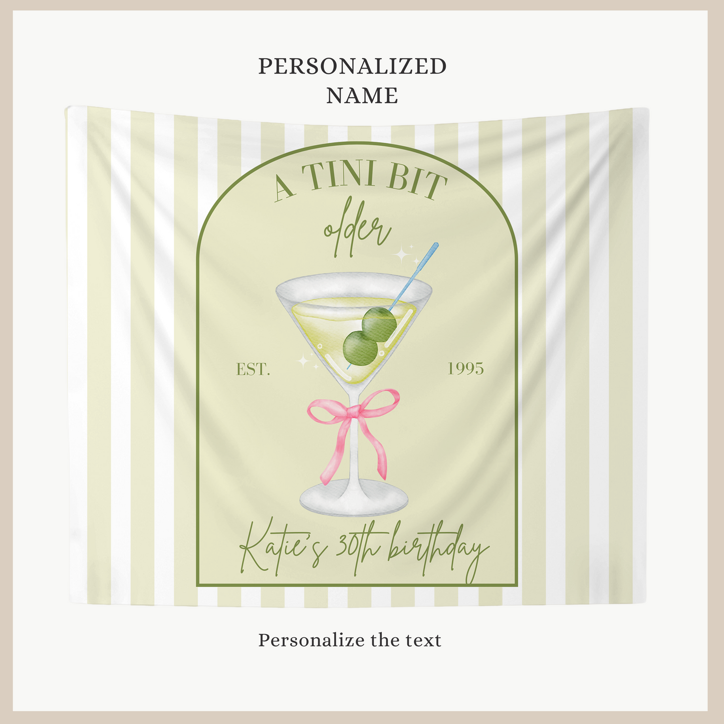 Tini Bit Older Birthday Banner Dirty Martini Party Backdrop Dirty 30 Decorations Dirty Thirty Personalized Party Decor Coquette Martini