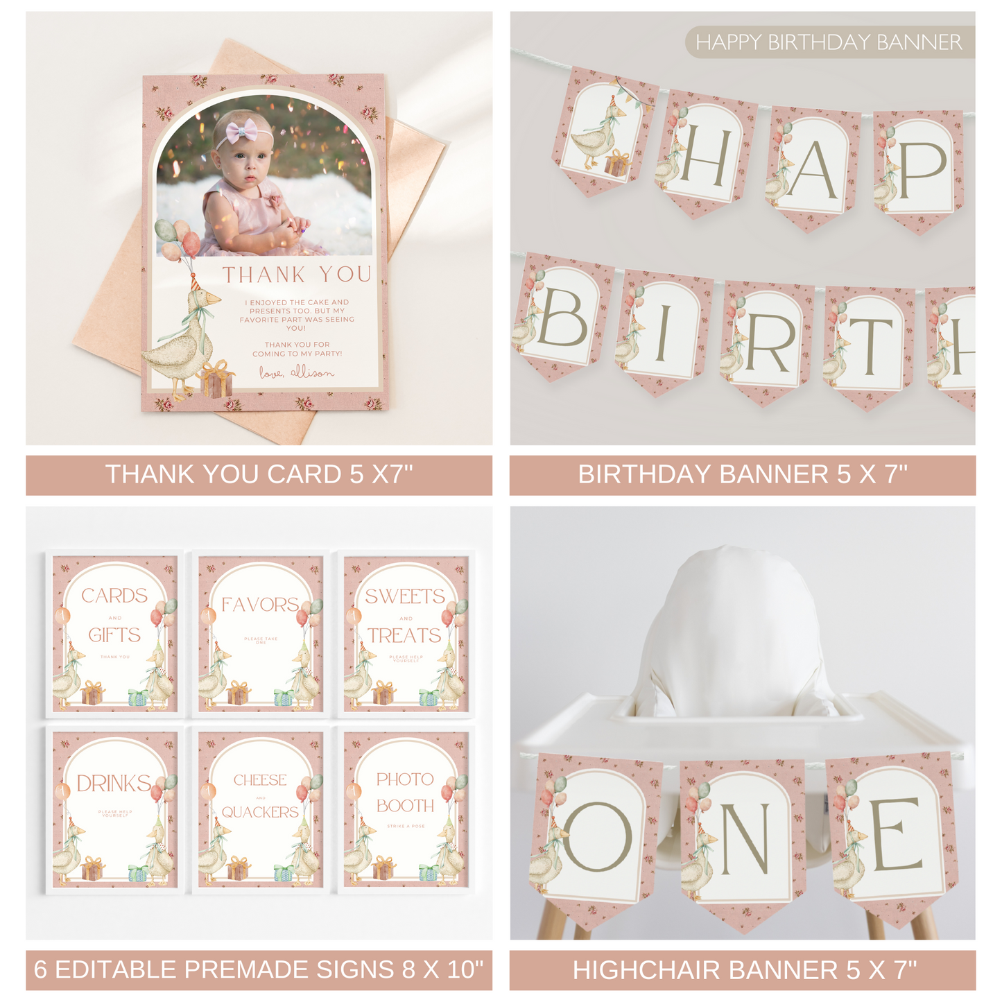 One Silly Goose Birthday Bundle Vintage Floral