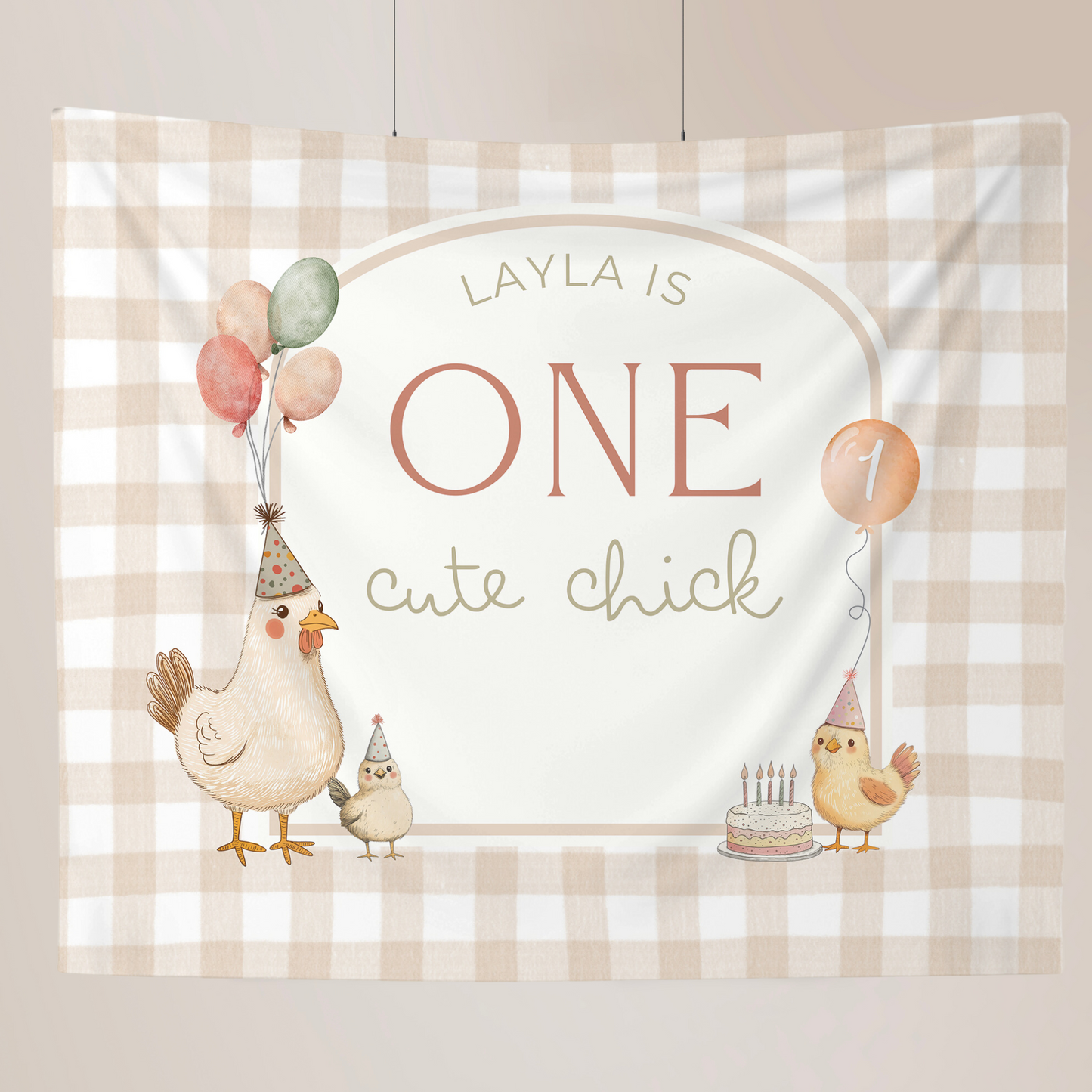 One Cute Chick Birthday Personalized Banner