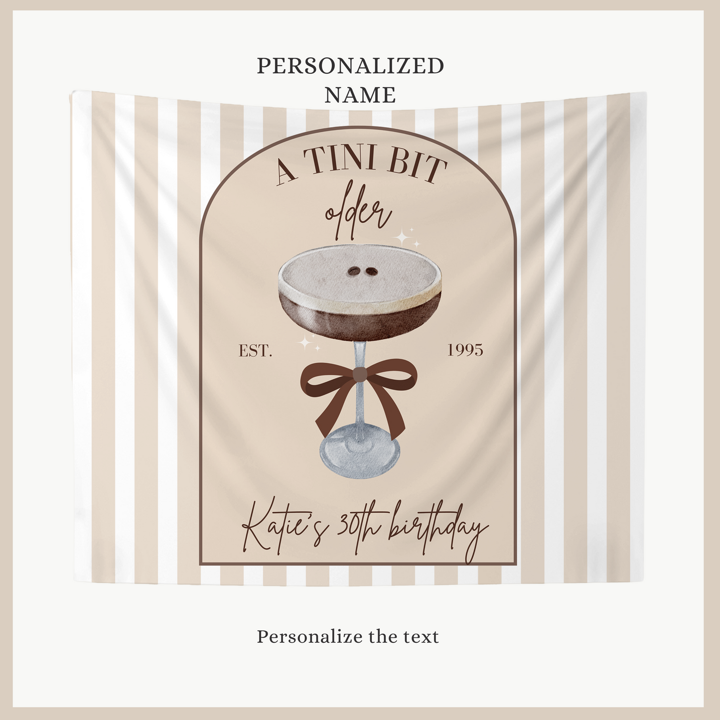 Tini Bit Older Birthday Banner Espresso Martini Party Backdrop Dirty 30 Decorations Dirty Martini Personalized Party Decor Coquette Martini