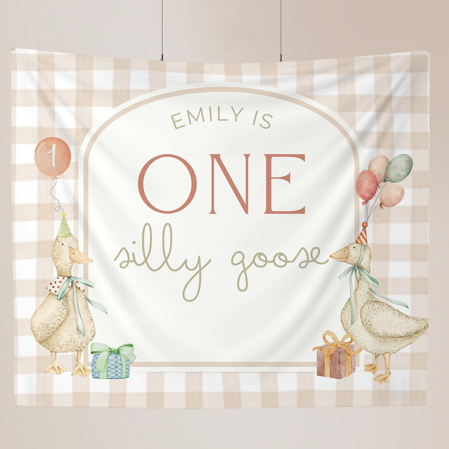 One Silly Goose Birthday Personalized Banner 1st Birthday Silly Goose Party Decor Photo Backdrop Goose Custom Banner First Birthday Ideas