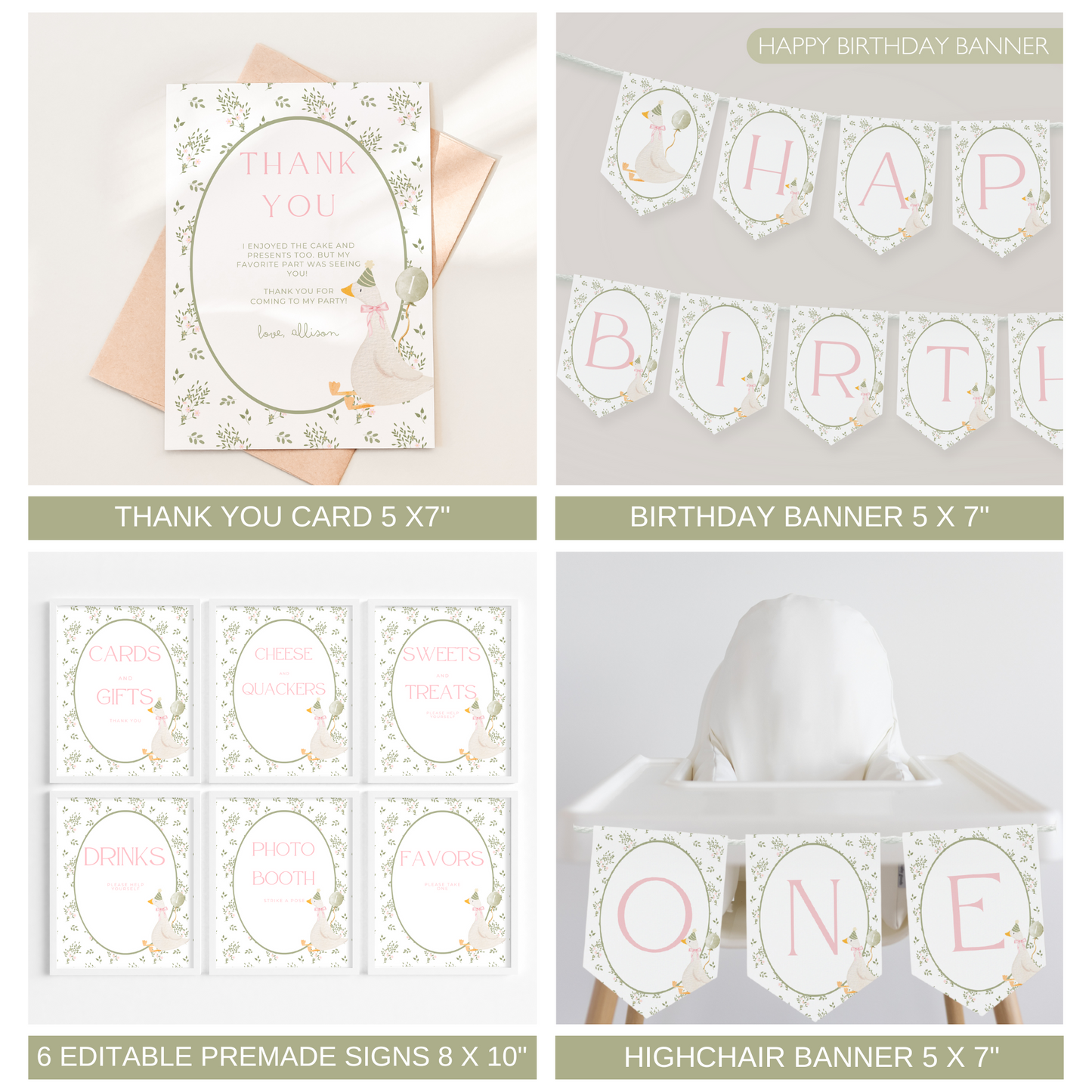 Floral One Silly Goose Birthday Bundle