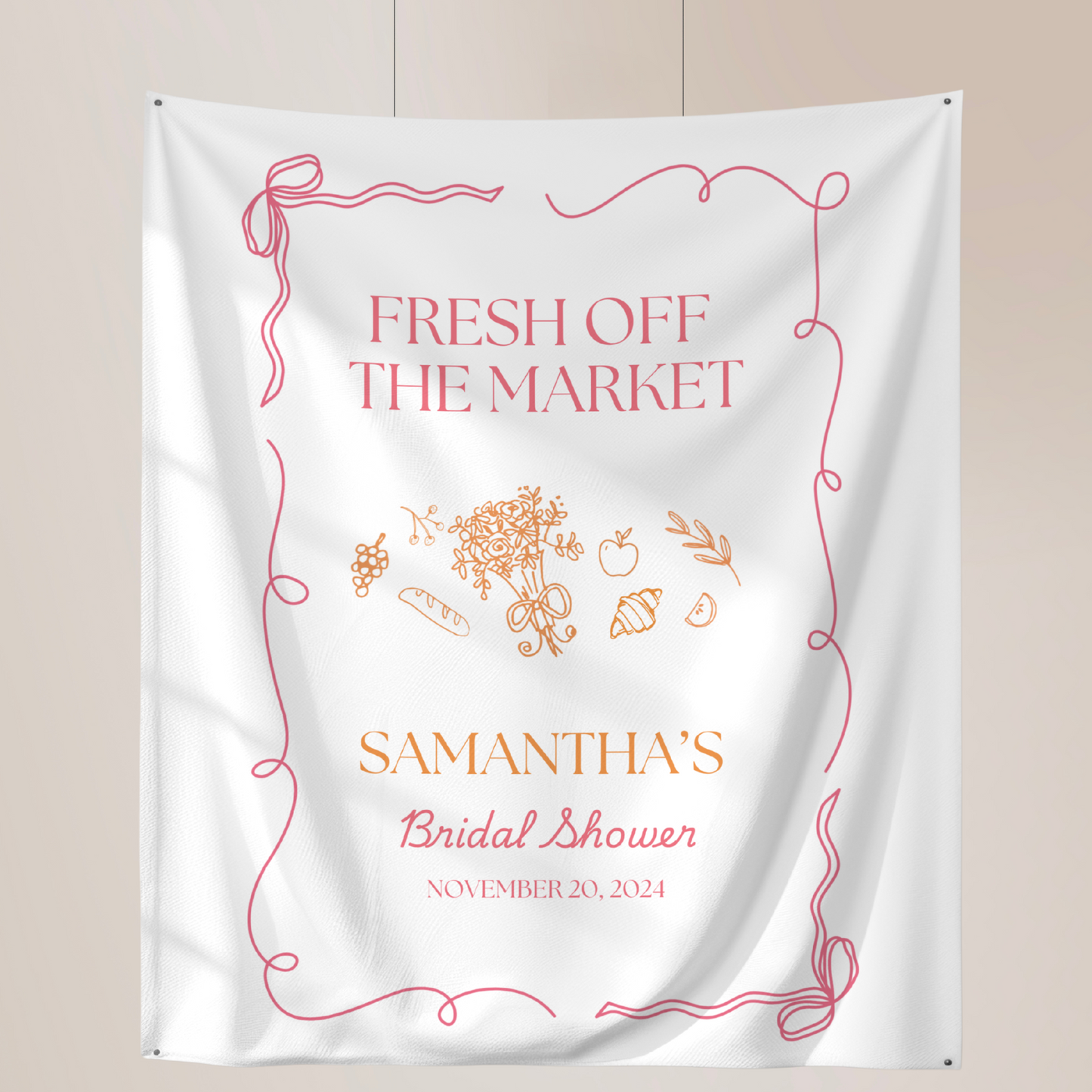 Spring Fresh Off The Market Bridal Shower Personalized Banner Farmer's Market Bridal Shower Backdrop Garden Market Wedding Shower Welcome Sign