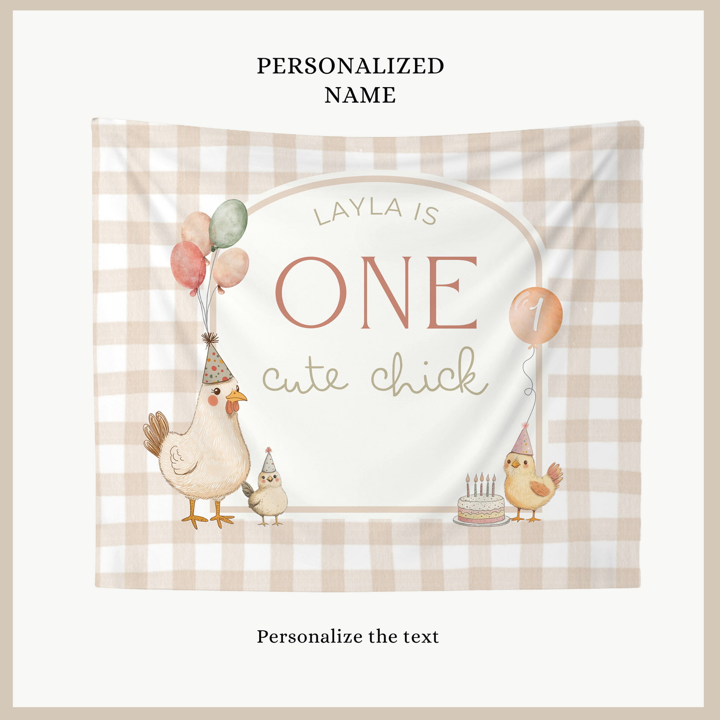 One Cute Chick Birthday Personalized Banner
