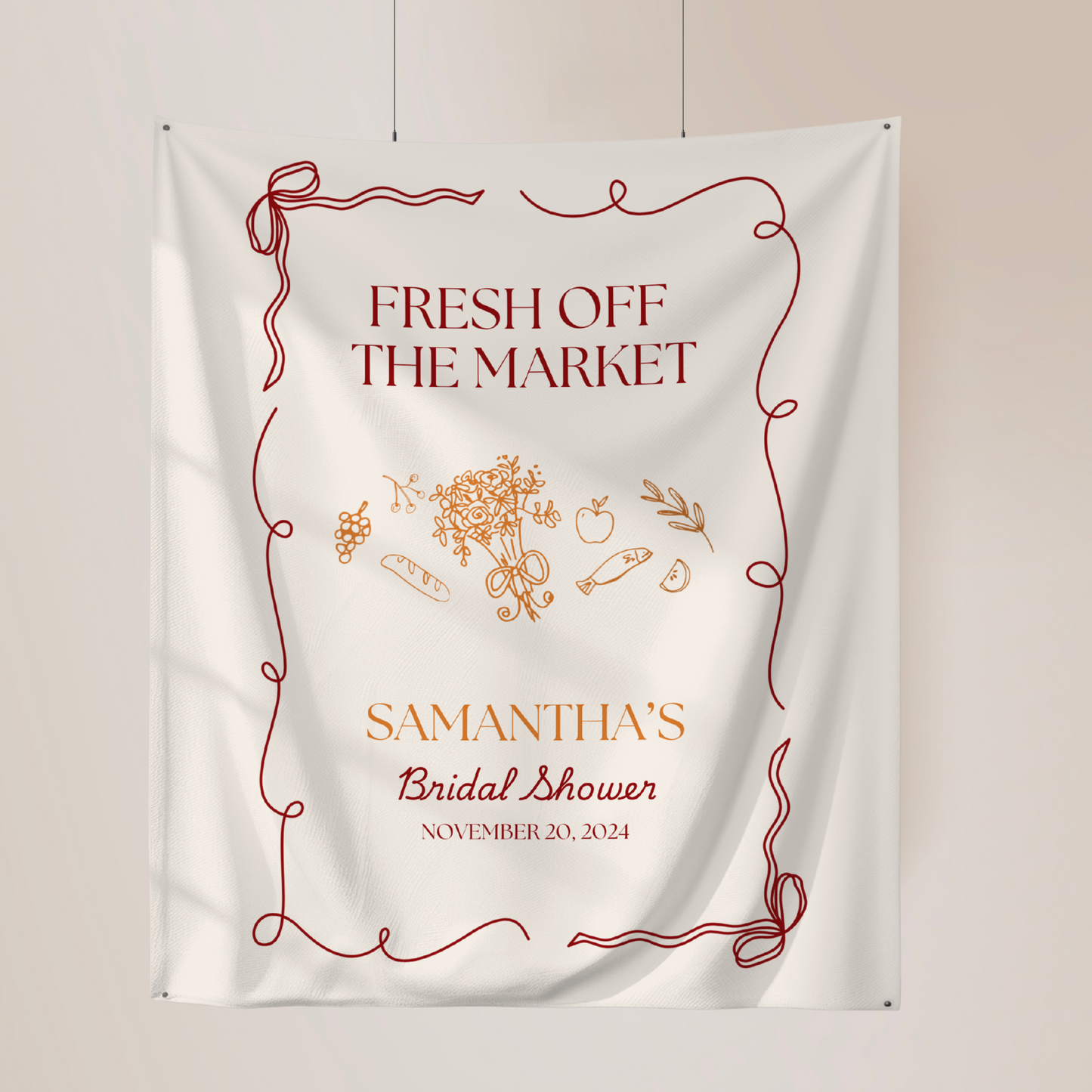 Fresh Off The Market Bridal Shower Personalized Banner Farmer's Market Bridal Shower Backdrop Garden Market Wedding Shower Welcome Sign