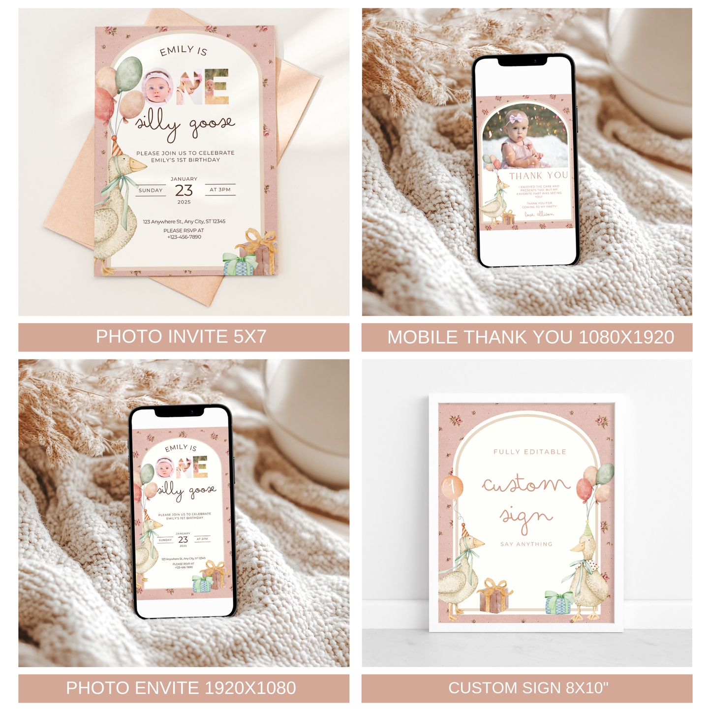 One Silly Goose Birthday Bundle Vintage Floral