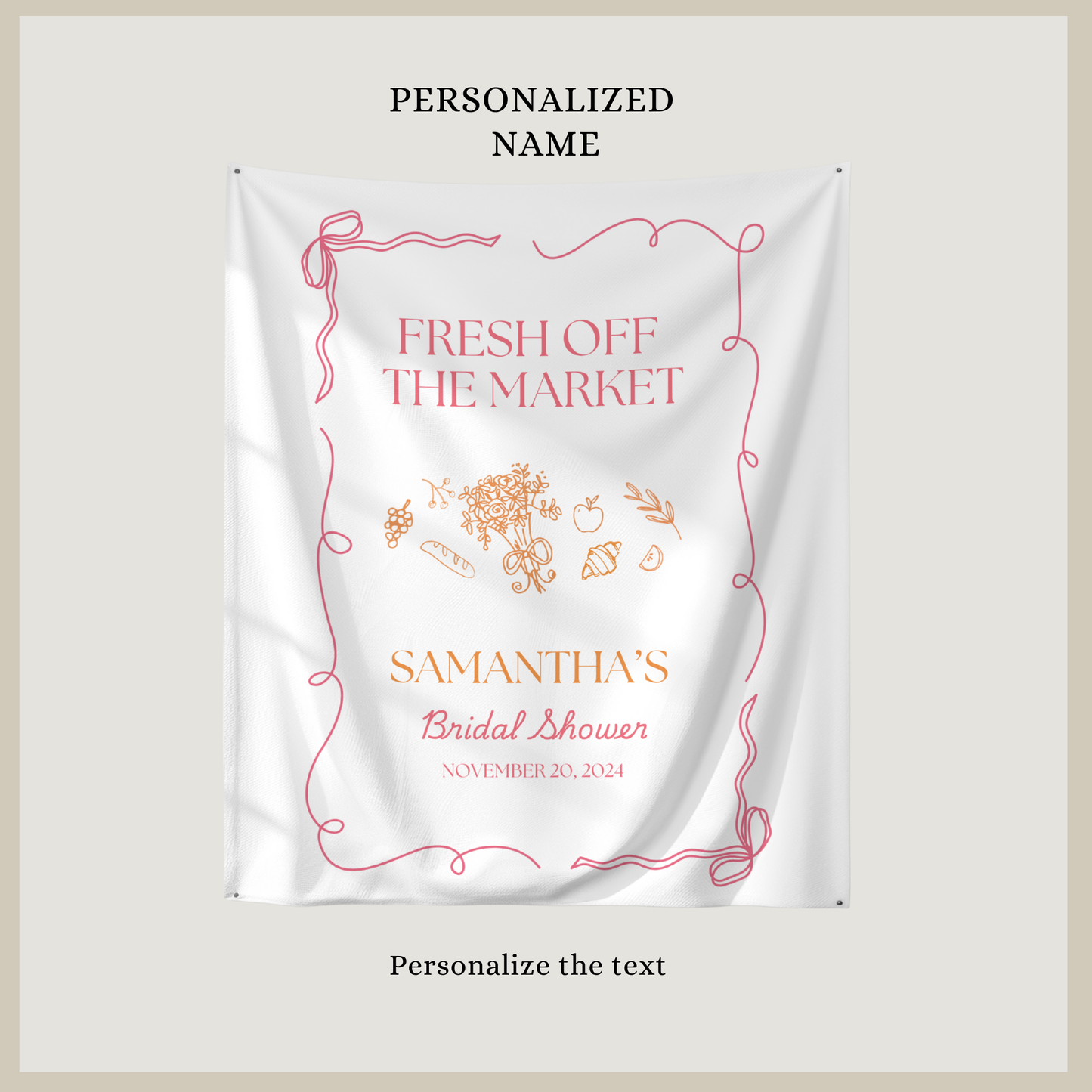 Spring Fresh Off The Market Bridal Shower Personalized Banner Farmer's Market Bridal Shower Backdrop Garden Market Wedding Shower Welcome Sign