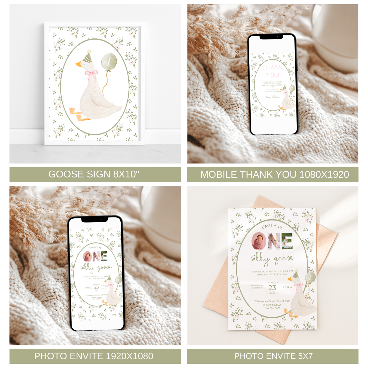 Floral One Silly Goose Birthday Bundle