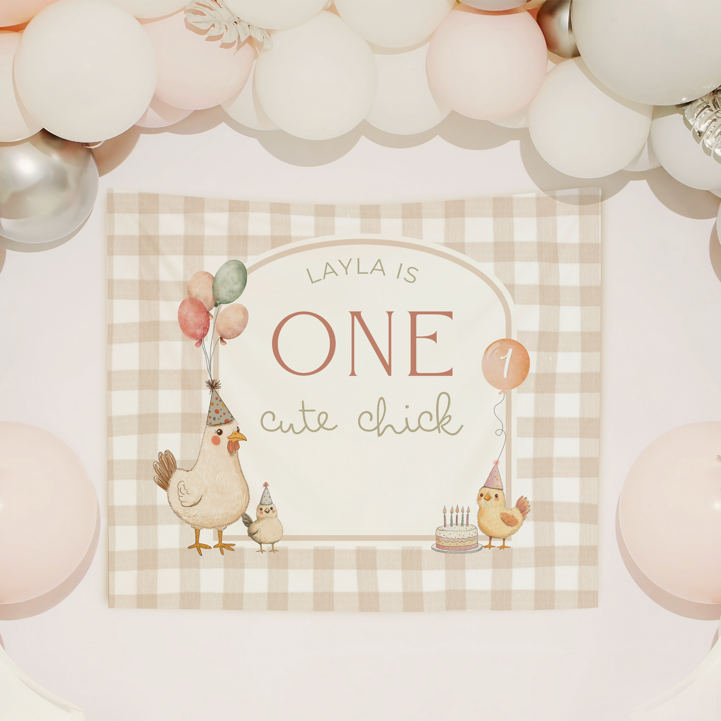 One Cute Chick Birthday Personalized Banner