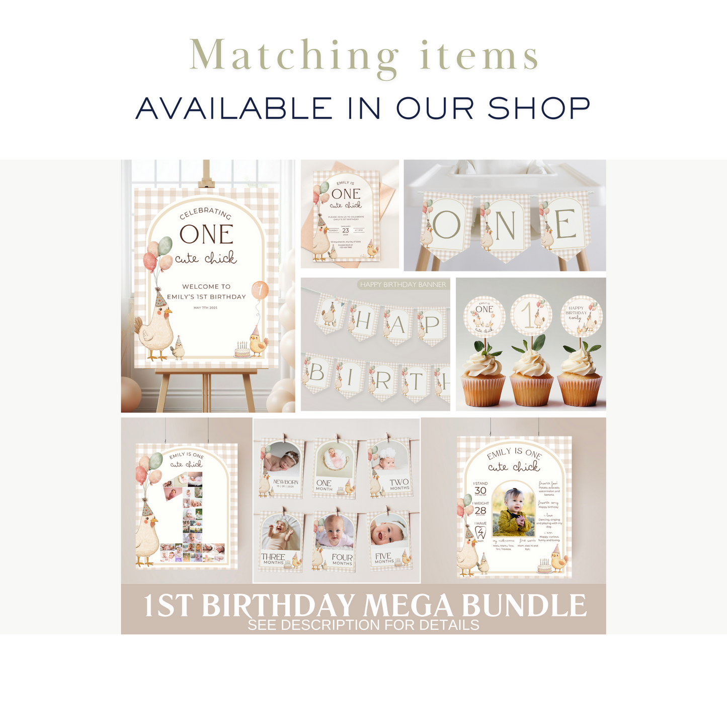One Cute Chick Birthday Personalized Banner