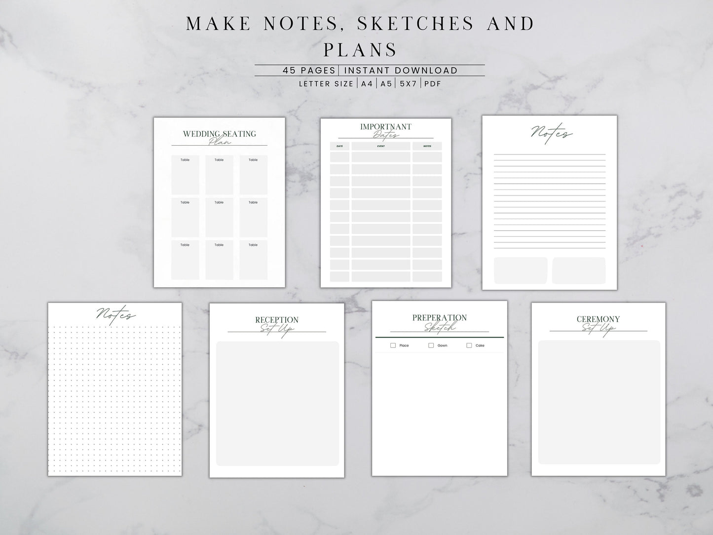 Wedding Planner Printable, Digital Wedding Planner Pages, Goodnotes, Wedding Bundle, Wedding Book, Wedding Planner PDF, letter, half, A4 ,A5