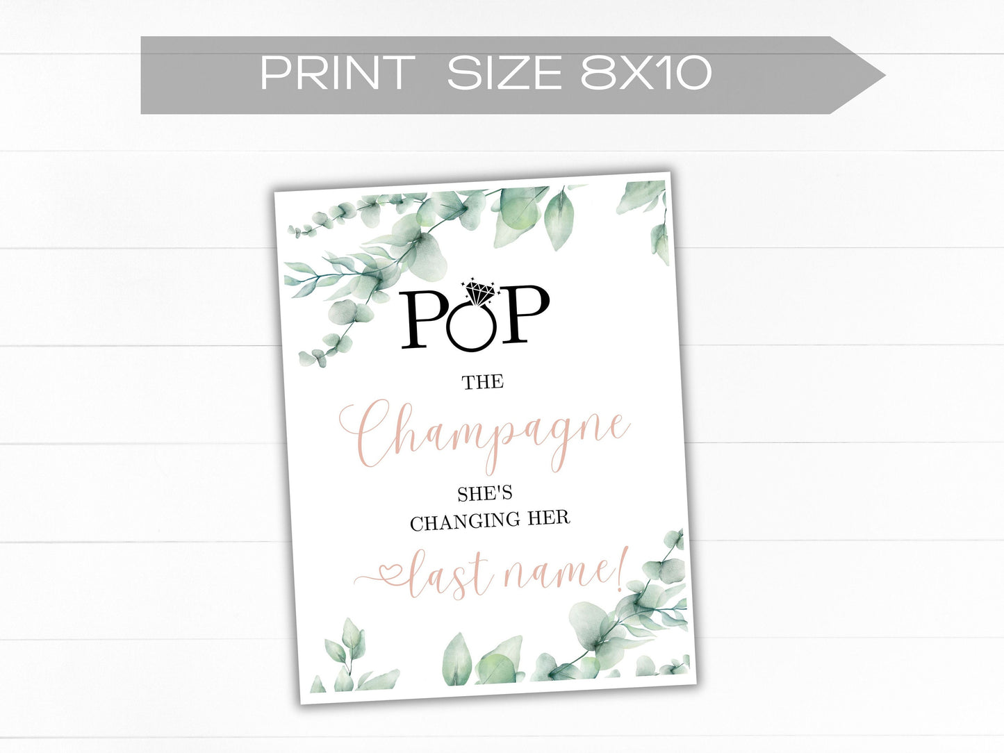 Bridal Shower Sign Pop the Champagne She's Changing her Last Name Table Sign Bachelorette party Decor Pop the Bubbly table sign PRINTABLE