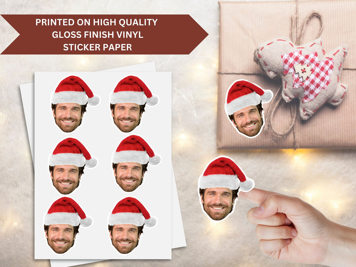 Christmas Present Face Stickers, Present Stickers, Christmas Gift Personalization, Face Sticker, Gift Face Sticker, gift name tag stickers