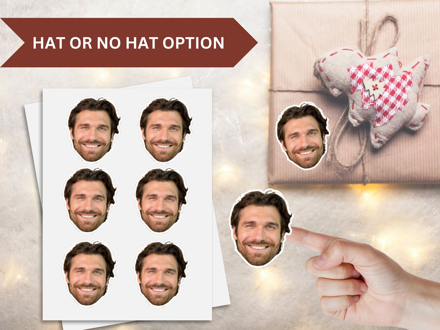 Christmas Present Face Stickers, Present Stickers, Christmas Gift Personalization, Face Sticker, Gift Face Sticker, gift name tag stickers