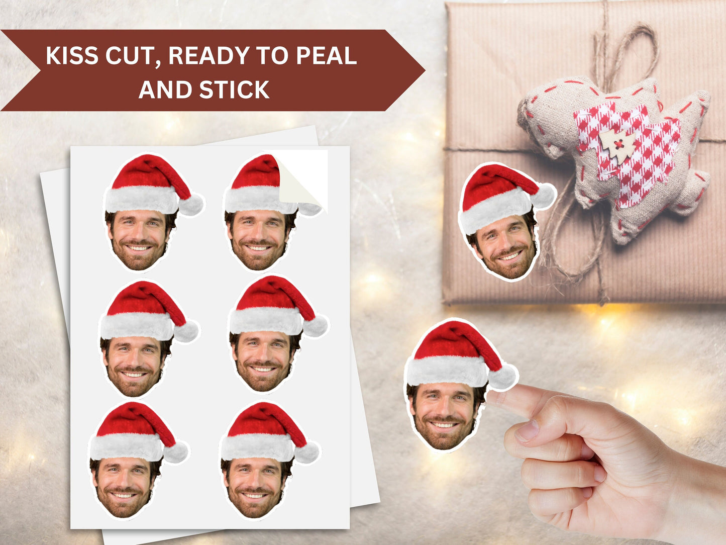 Christmas Present Face Stickers, Present Stickers, Christmas Gift Personalization, Face Sticker, Gift Face Sticker, gift name tag stickers