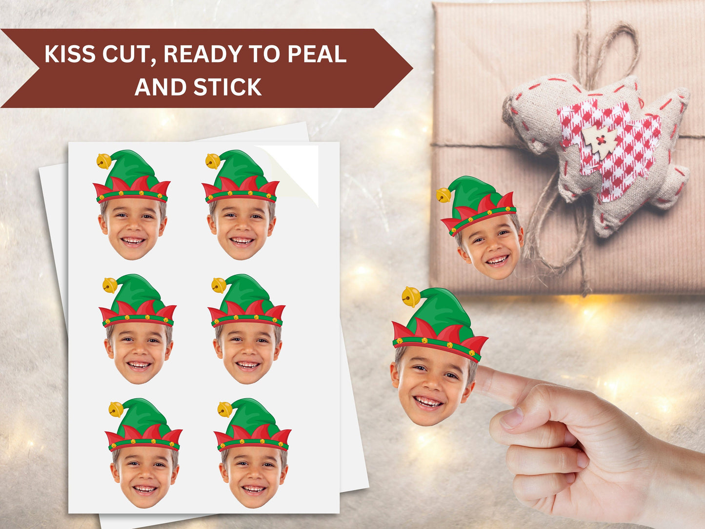 Christmas Present Face Stickers, Present Stickers, Christmas Gift Personalization, Face Sticker, Gift Face Sticker, gift name tag stickers