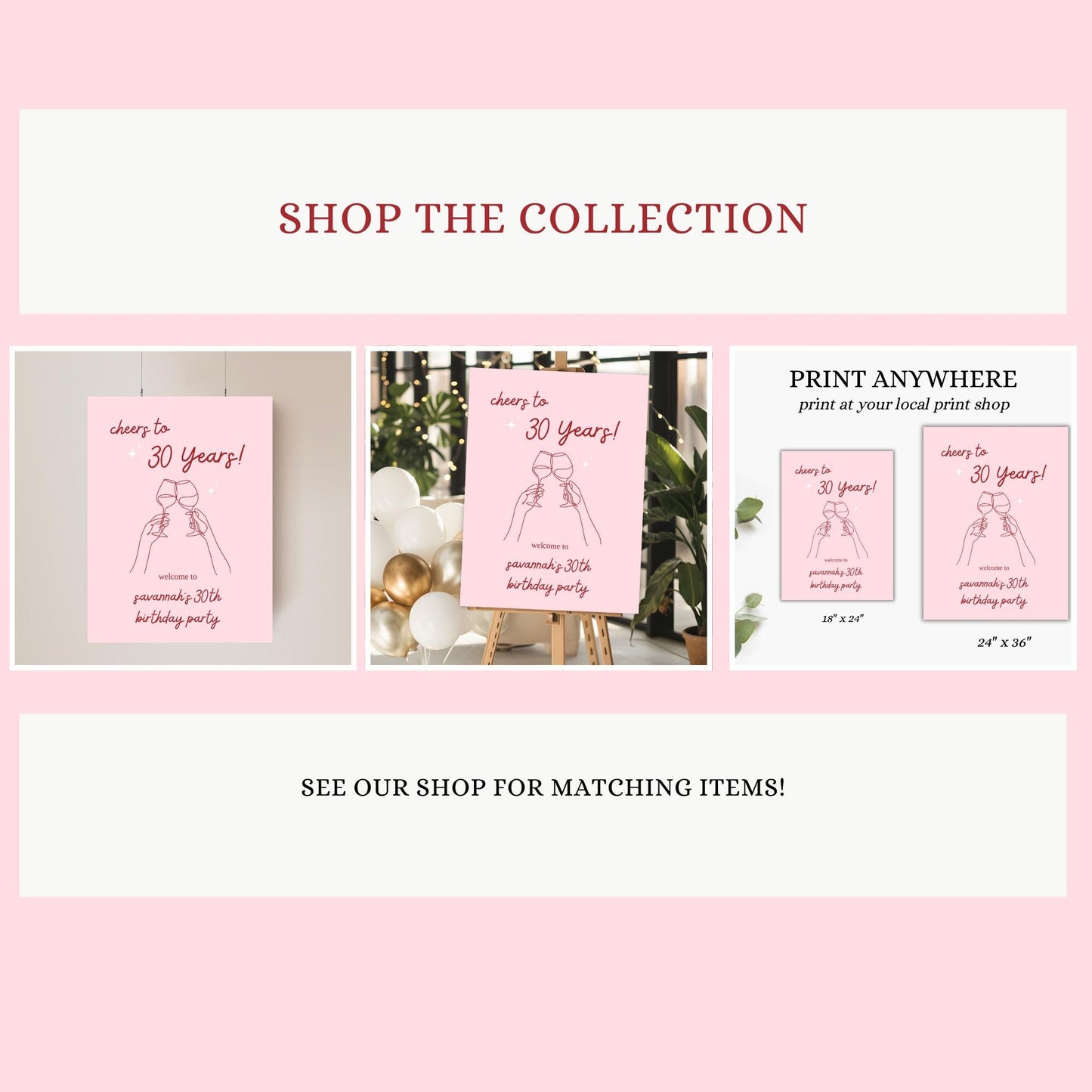 Cheers to 30 Years invitation Aesthetic Birthday invite Modern Birthday evite Template Pink Birthday Decor Wine Birthday 40th 50th 60th