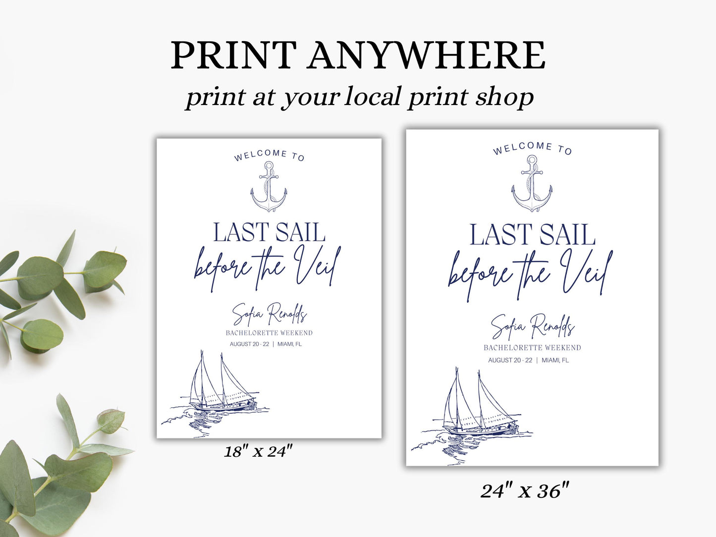 Last Sail Before the Veil Bachelorette Welcome Sign Template Coastal personalized decor sign Beach Bach Charleston bach Nautical Hens Party