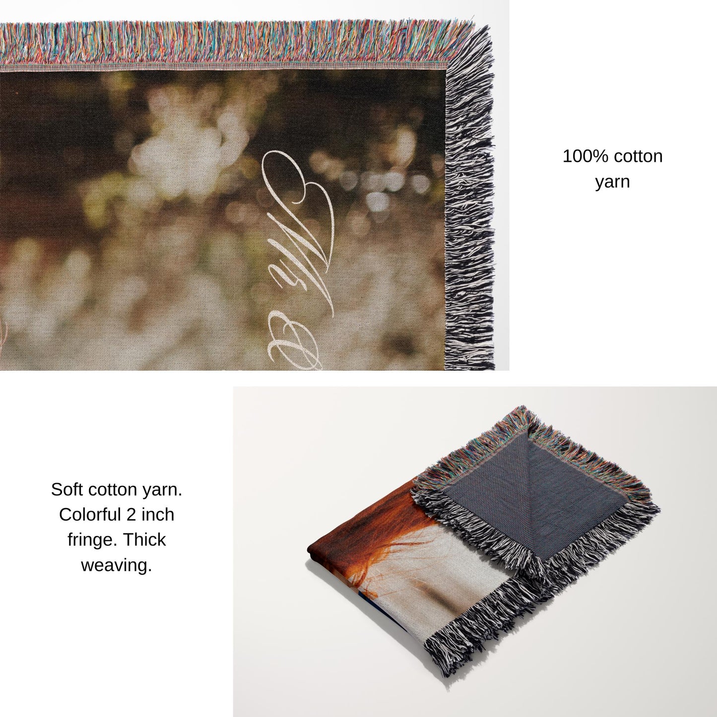 Personalized Photo Custom Woven Tapestry Throw Blanket, Wedding Anniversary Gift for Couples