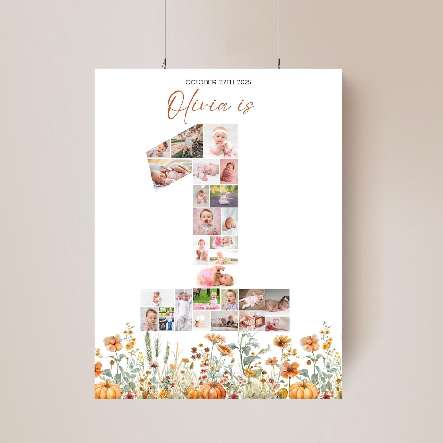 little pumpkin is one 12 month photo milestone welcome sign