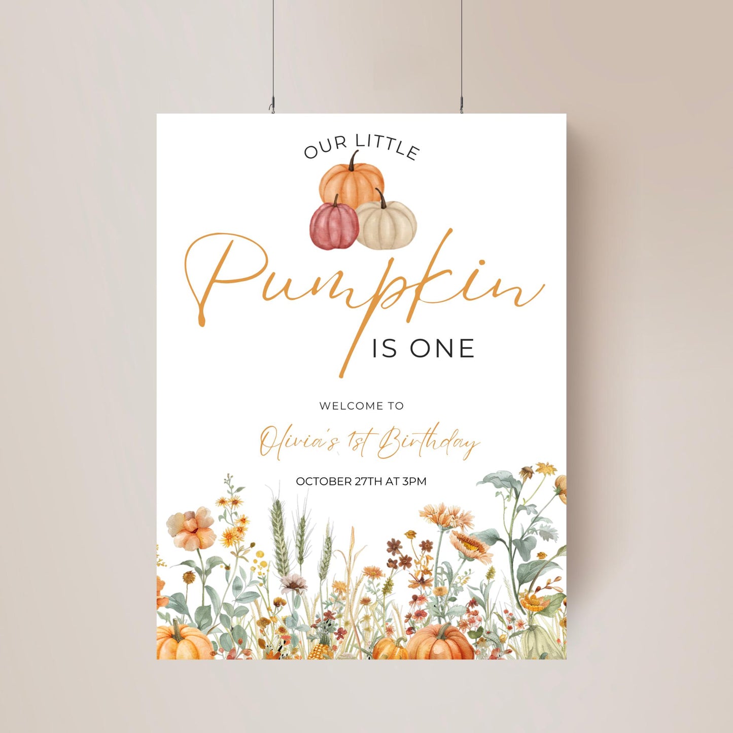 Our Little Pumpkin Welcome Sign, Pumpkin 1st Birthday, Pumpkin Decor, Pumpkin Sign, Pumpkin One Editable Birthday Sign