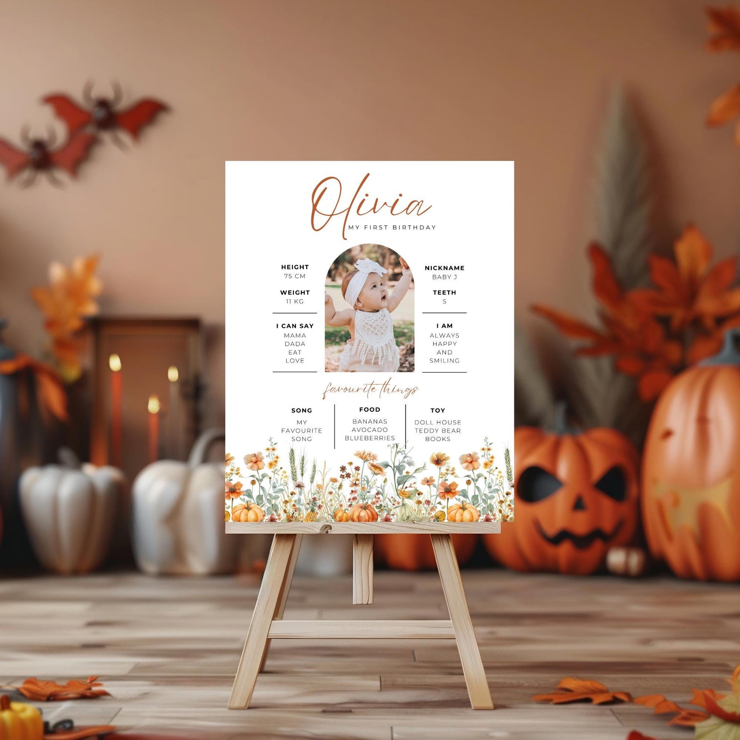 Pumpkin First Birthday Milestone Sign Our little pumpkin is one My first Year sign Pumpkin party Autumn Bday Welcome Sign 1st decoration