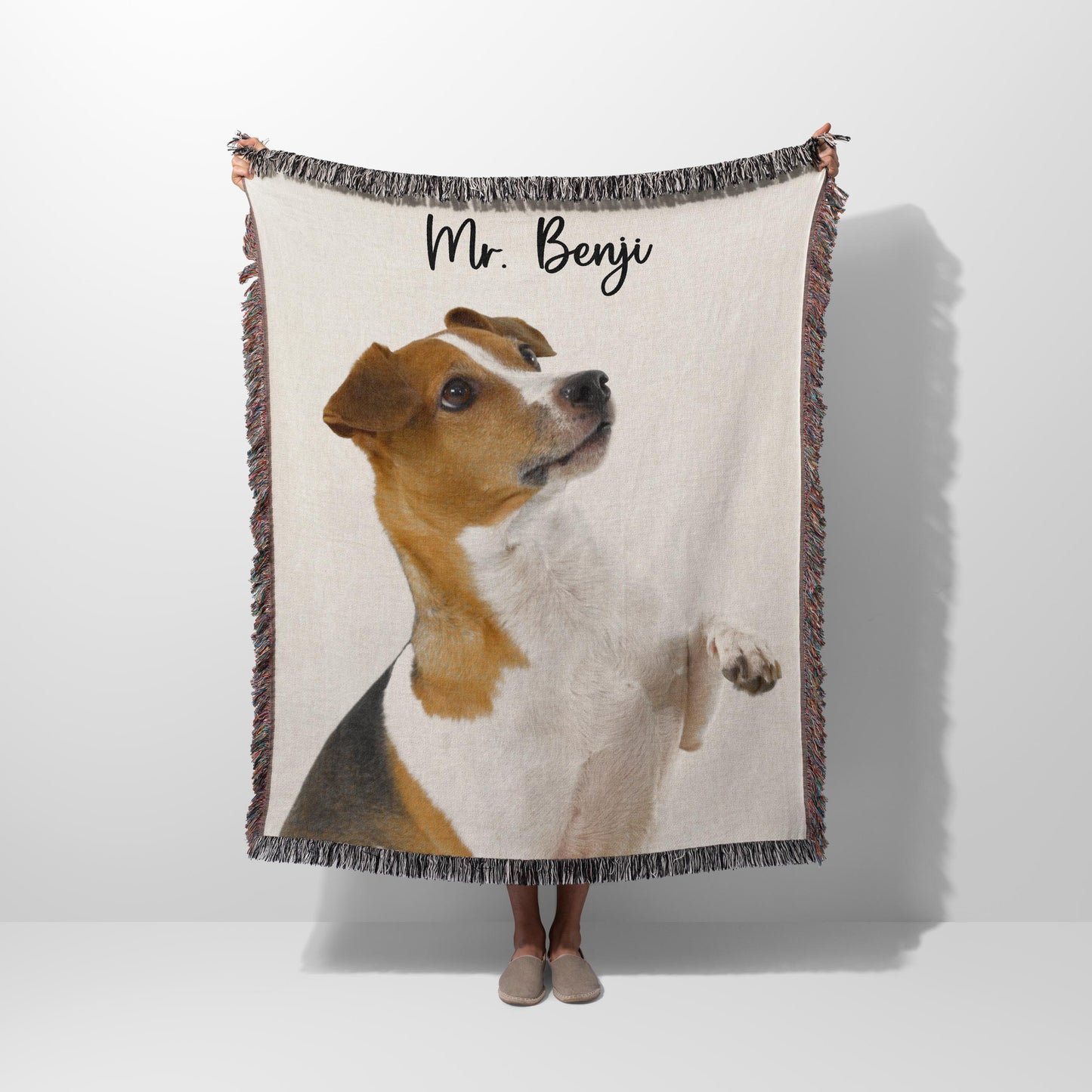 Personalized Dog Photo Blanket Custom Pet Photo Picture Blanket Pet Name Memorial Dog Loss tapestry woven cotton throw Gift for dog lover