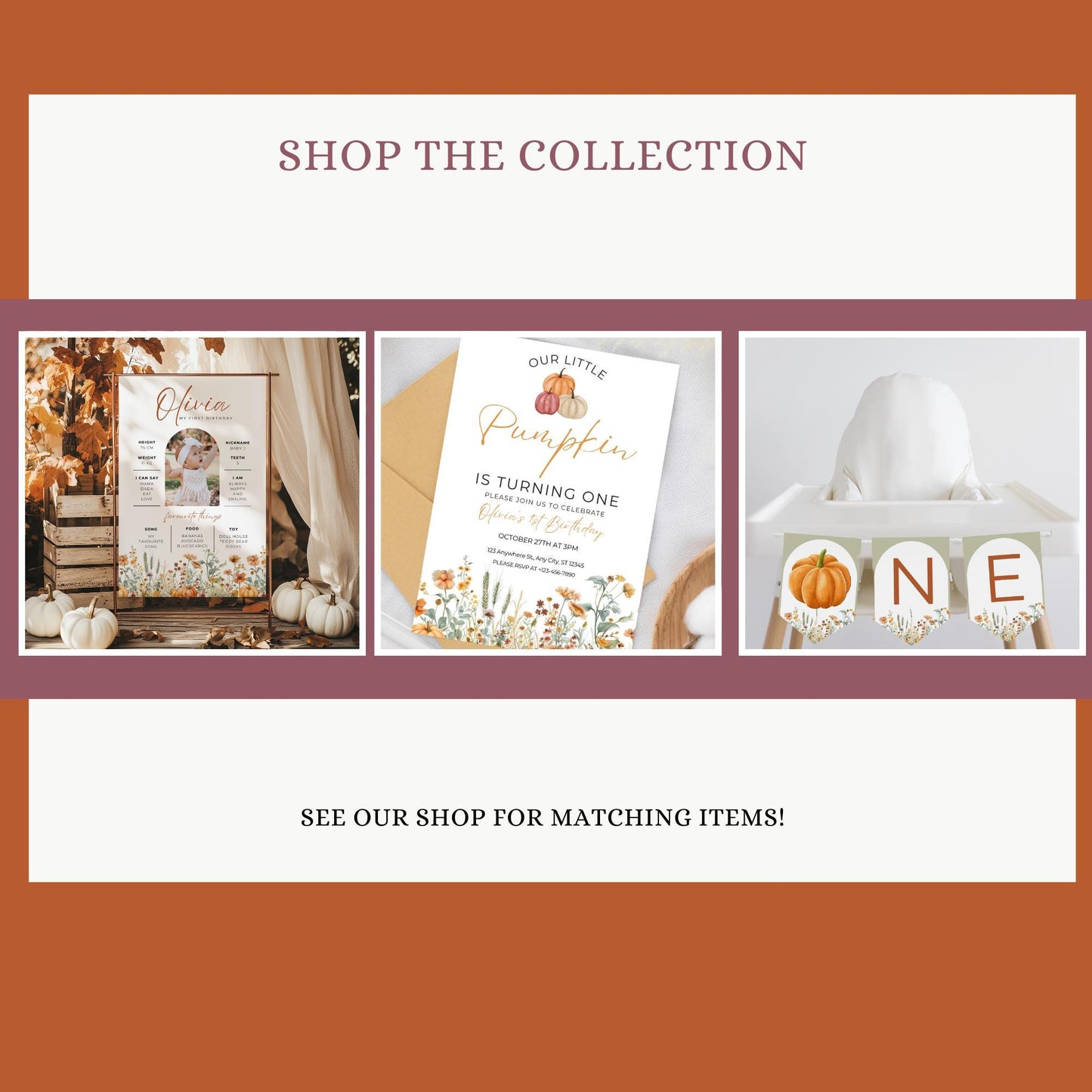 Pumpkin Birthday Photo Milestone Banner Little pumpkin First Party Theme Editable Template Fall Monthly Milestone Photo Collage Decor 1st
