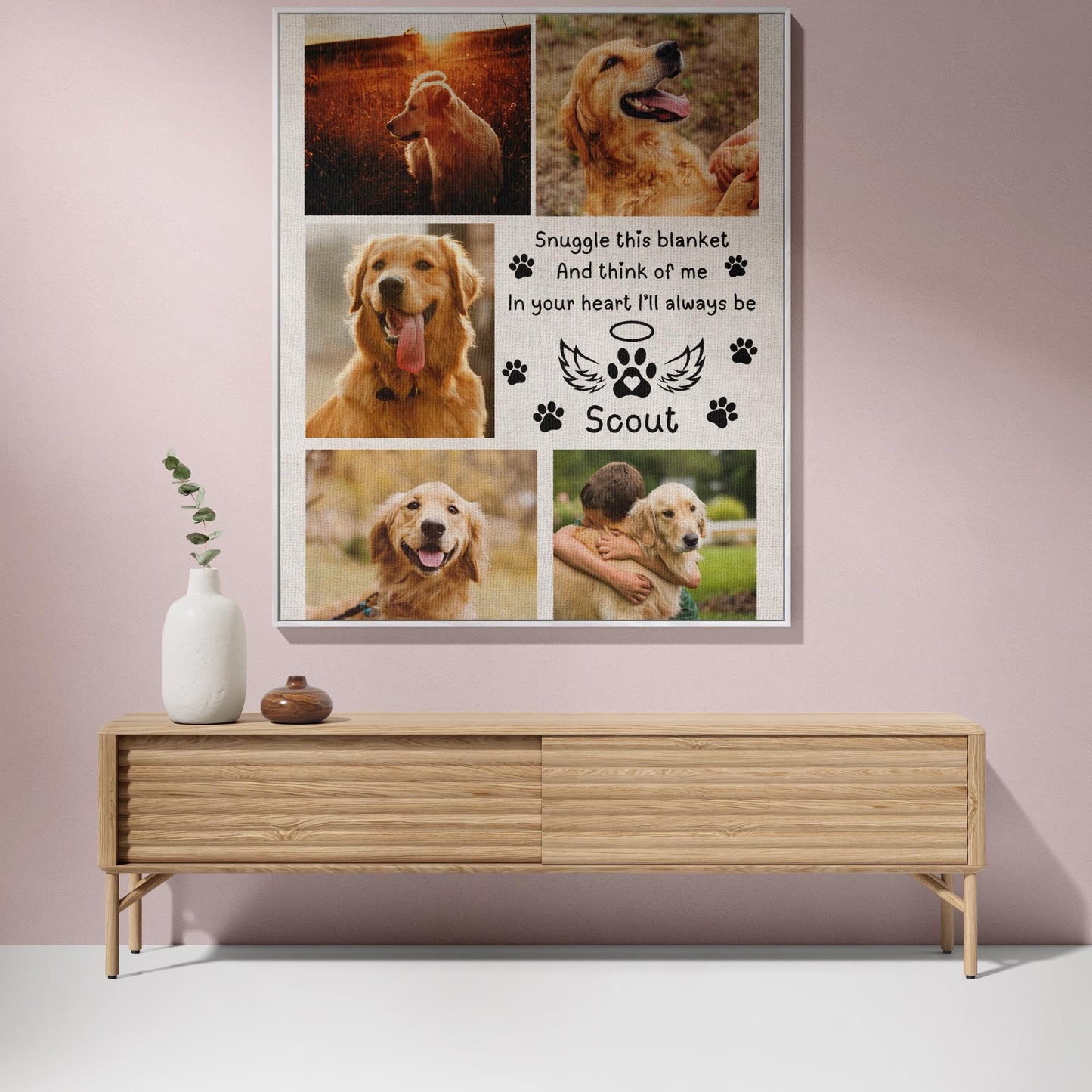Custom Dog Photo Blanket Dog Memorial Gift Pet Sympathy Gift Christmas Keepsake Dog Loss Gift Paw Print Blanket Pet picture Woven Throw