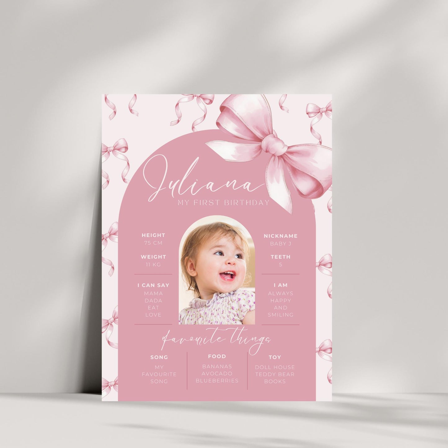 Pink Bow First Birthday Milestone Sign Girls just wanna be One My first Year sign Coquette Aesthetic Bday Welcome Sign Baby 1st decoration