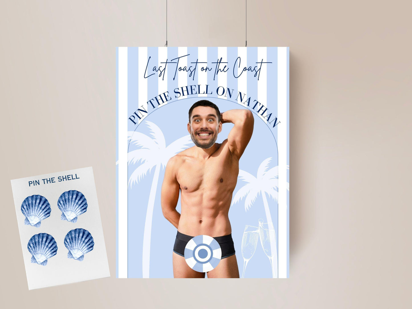 Beach Themed Bachelorette Party Game Pin Shell Custom Poster Bridal Shower Activity Summer Party Game Personalized Beach Party Adult Game Night