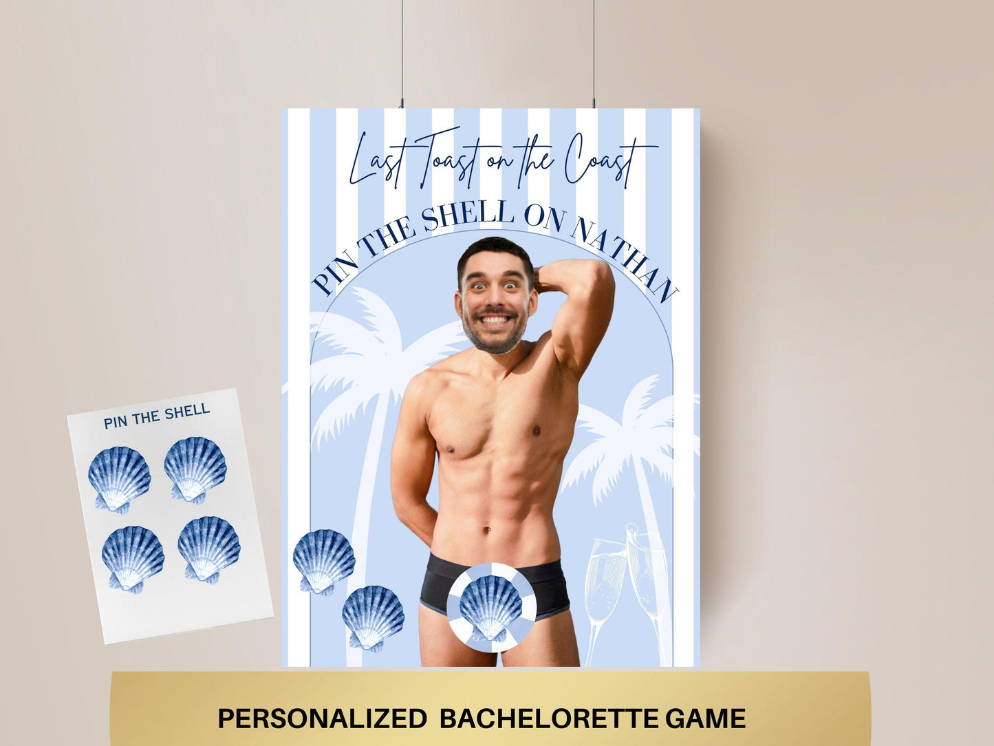 Personalized Bachelorette Party Game Beach Pin Shell Game Bridal Shower Activity Last Toast Coast Summer Party Custom Poster Adult Game Interactive Party Game Customizable Party Poster