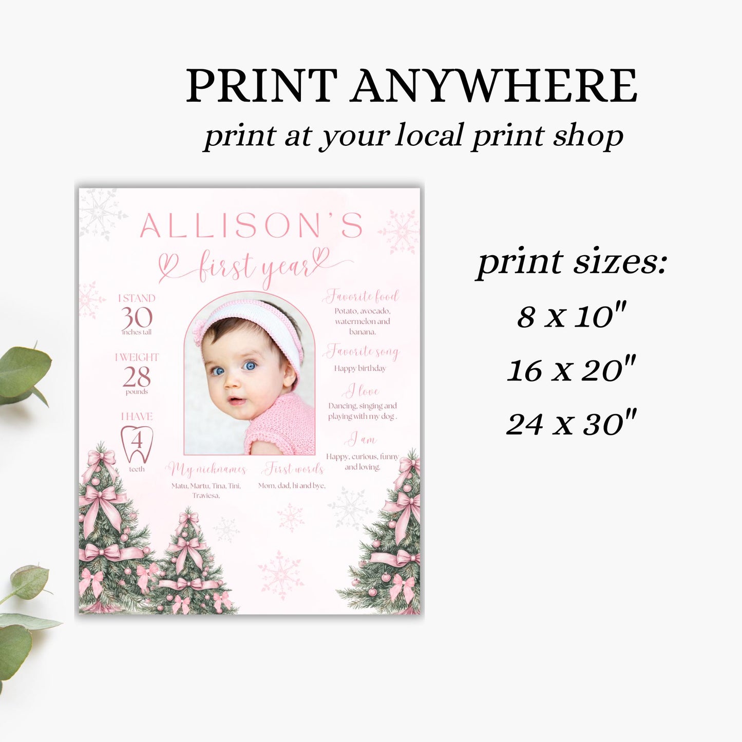 Winter Onederland 1st Birthday Sign, Winter Onederland Birthday Girl Decorations, Milestone Birthday Poster, Editable Template Digital File