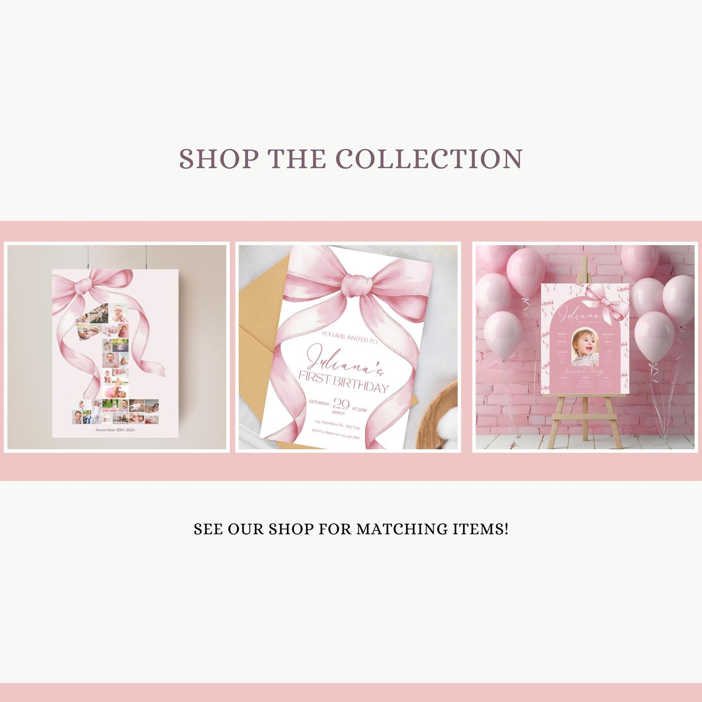 Pink Bow Birthday Thank you Card 1st Birthday Girls Just Wanna Be ONE First Birthday Invite Pink Bow Invitation Template Coquette Aesthetic