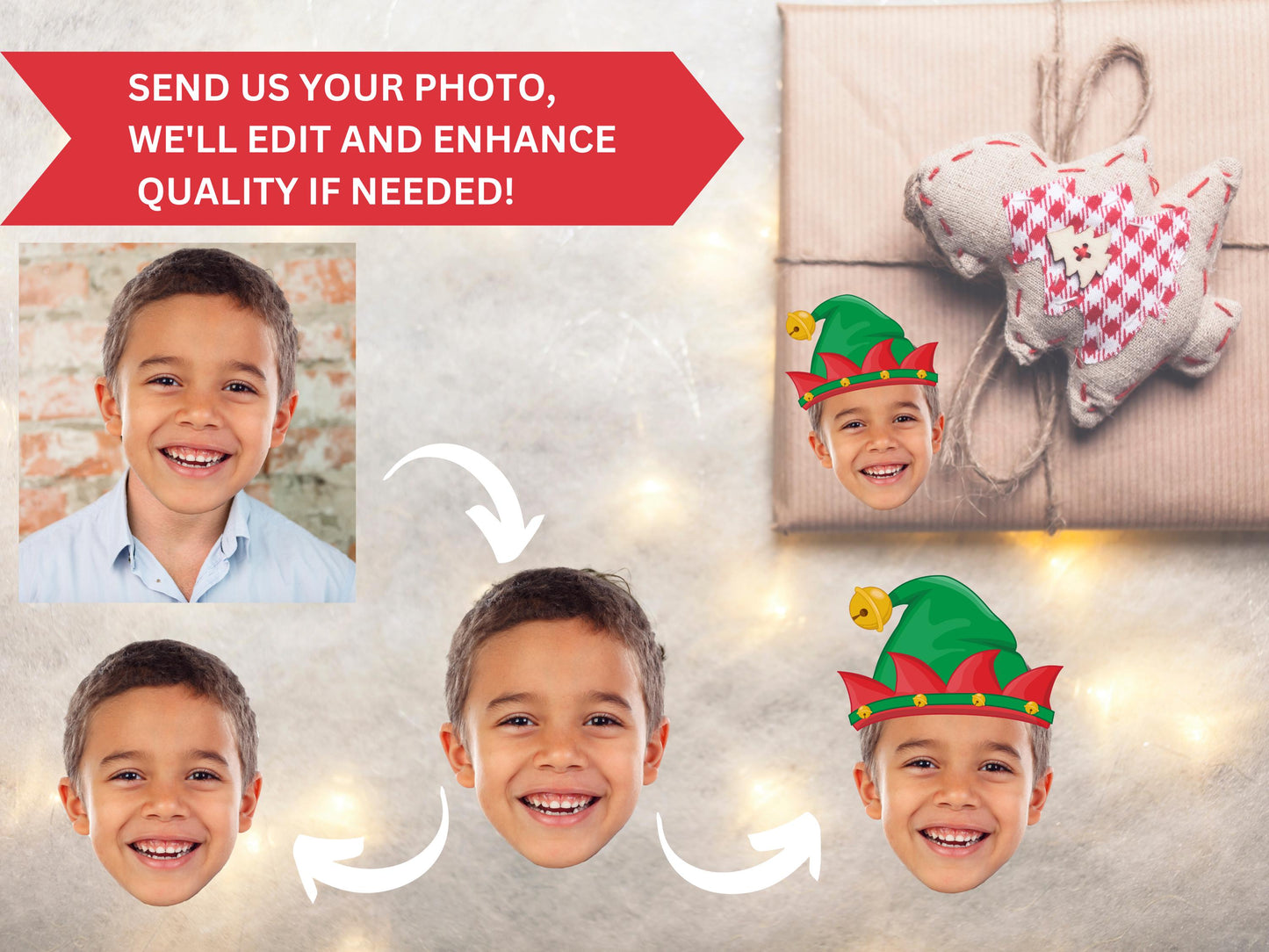 Christmas Present Face Stickers, Present Stickers, Christmas Gift Personalization, Face Sticker, Gift Face Sticker, gift name tag stickers