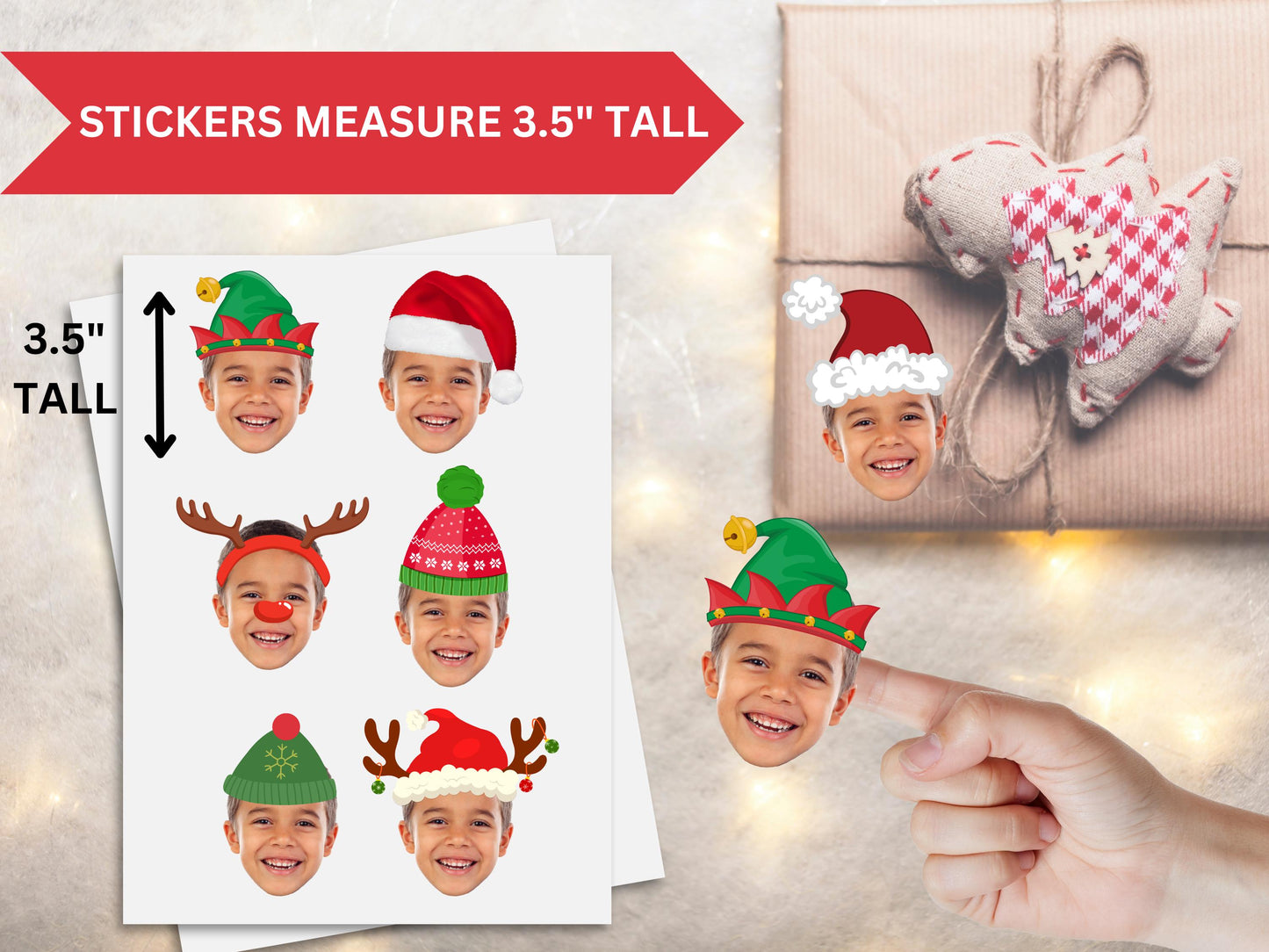 Christmas Present Face Stickers, Present Stickers, Christmas Gift Personalization, Face Sticker, Gift Face Sticker, gift name tag stickers