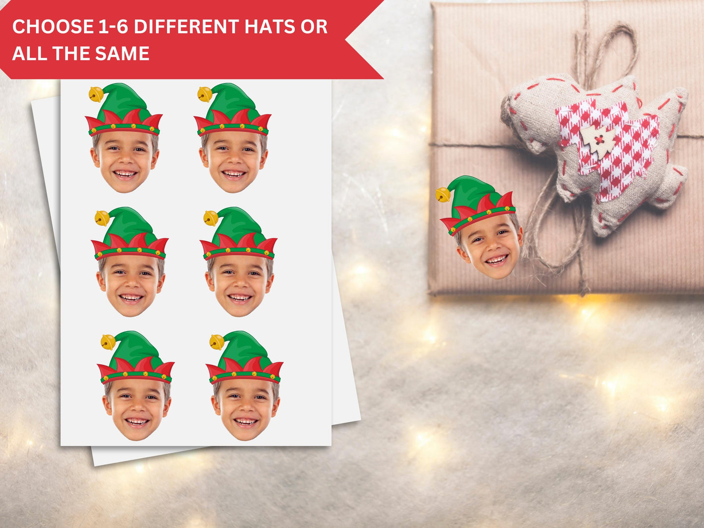 Christmas Present Face Stickers, Present Stickers, Christmas Gift Personalization, Face Sticker, Gift Face Sticker, gift name tag stickers