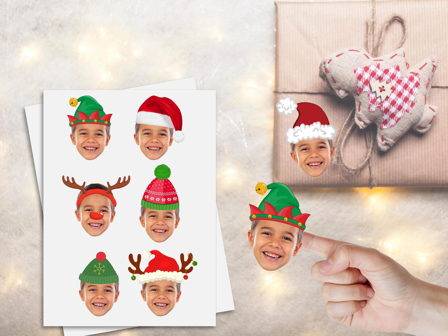 Christmas Present Face Stickers, Present Stickers, Christmas Gift Personalization, Face Sticker, Gift Face Sticker, gift name tag stickers