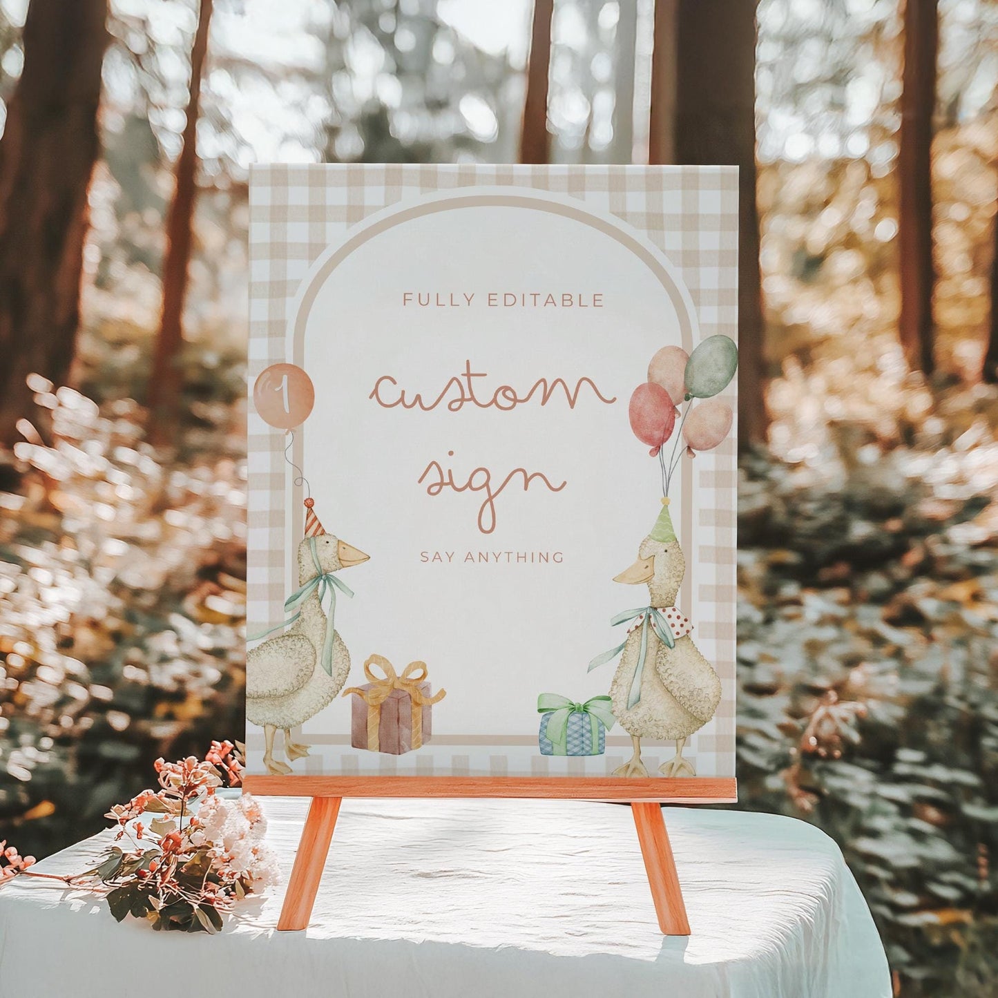 One Silly Goose Birthday Editable Custom Sign Goose Theme 1st Birthday Sign Silly Goose First Birthday Table Sign Nursery Rhyme party dec