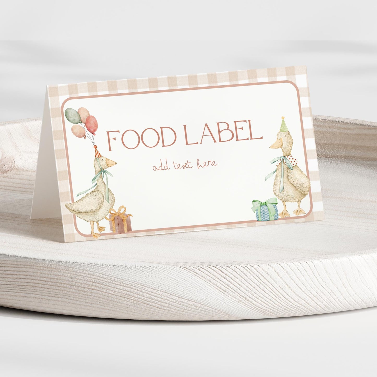 Silly Goose 1st Birthday Buffet Labels, Goose 1st Birthday Place Cards, First Birthday Food Labels, One Lucky Duck Birthday Boy, Editable