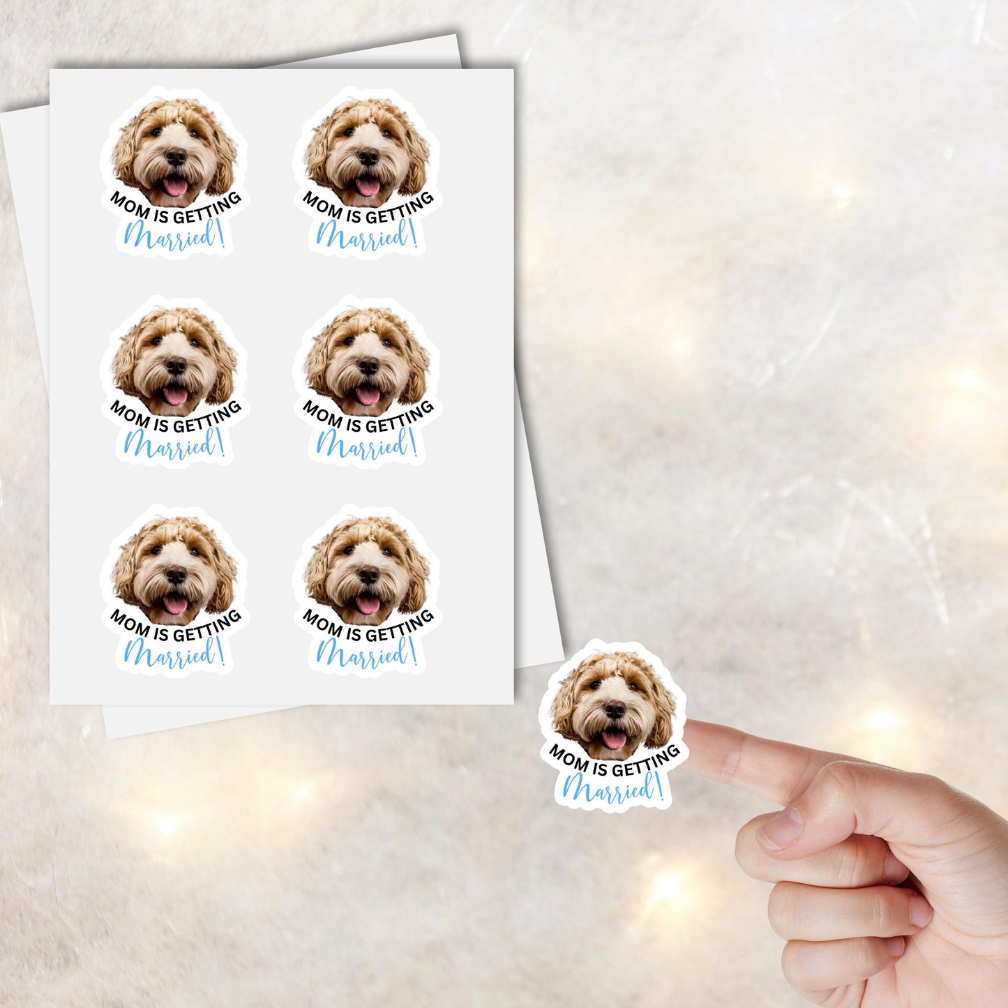 Personalized Dog Face Mom is Getting Married Stickers for cups Bachelorette Party Favors with Dog Bride Decor Custom Face stickers for Hen