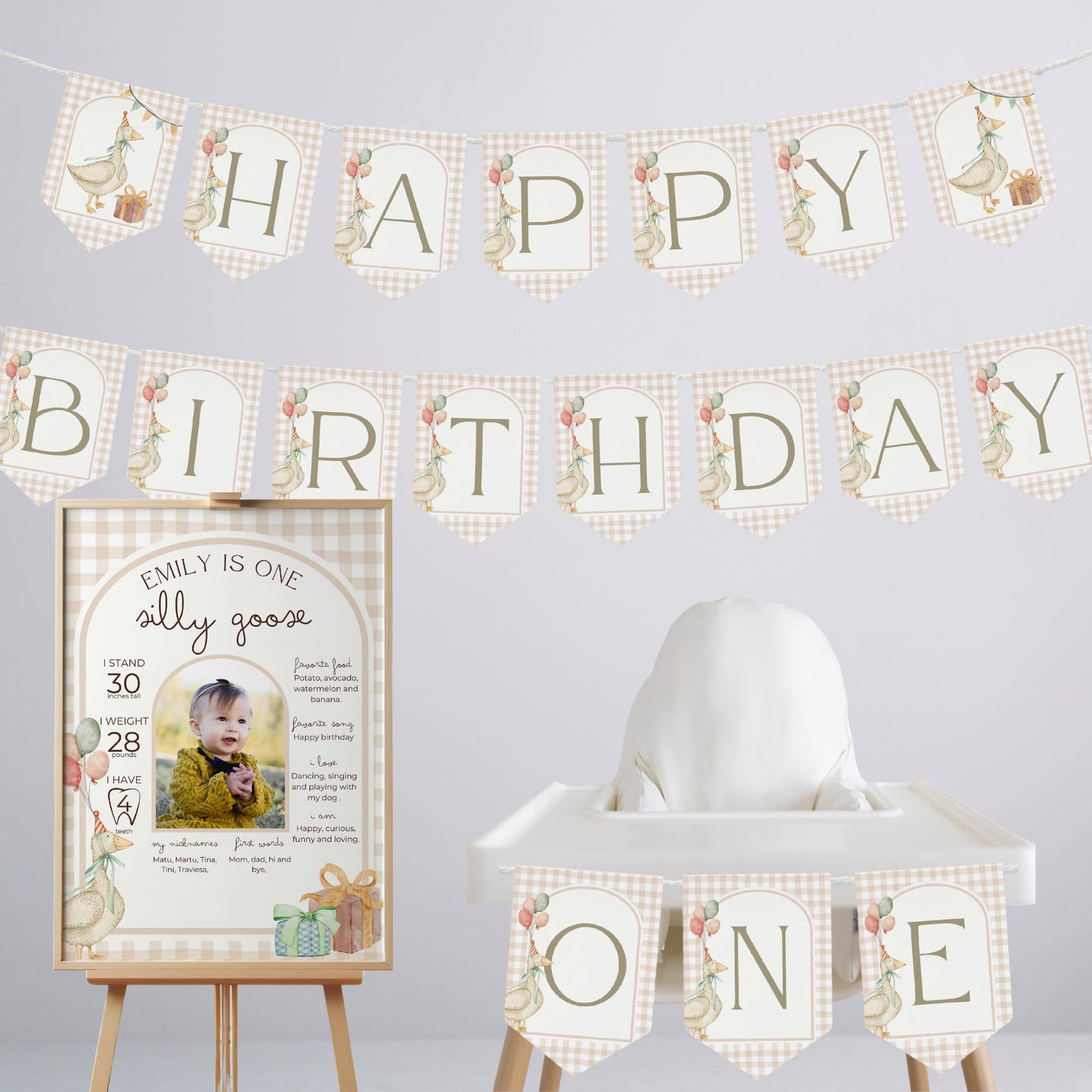 One Silly Goose Birthday Personalized Banner 1st Birthday Silly Goose Party Decor Photo Backdrop Goose Custom Banner First Birthday Ideas