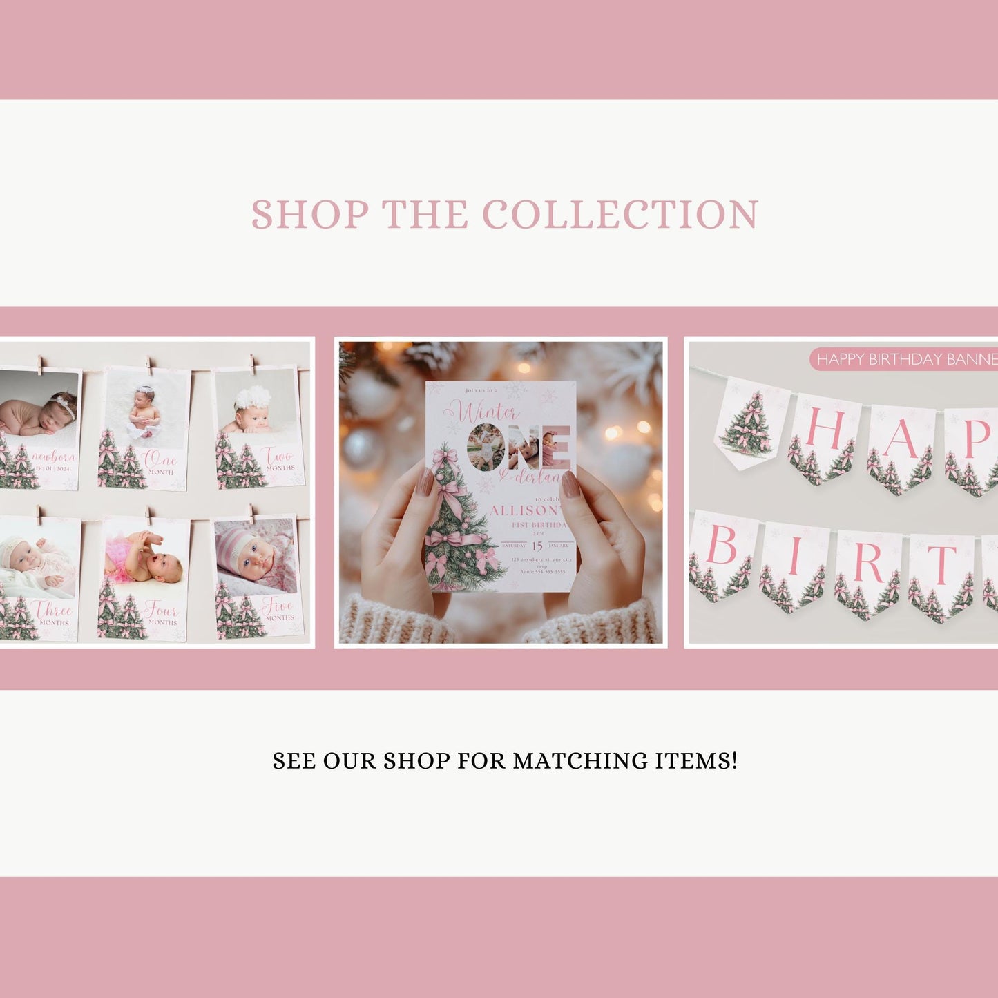 Winter Onederland Birthday Personalized Banner 1st Birthday Winter Wonderland Party Decor Photo Backdrop Winter Custom Pink First Birthday