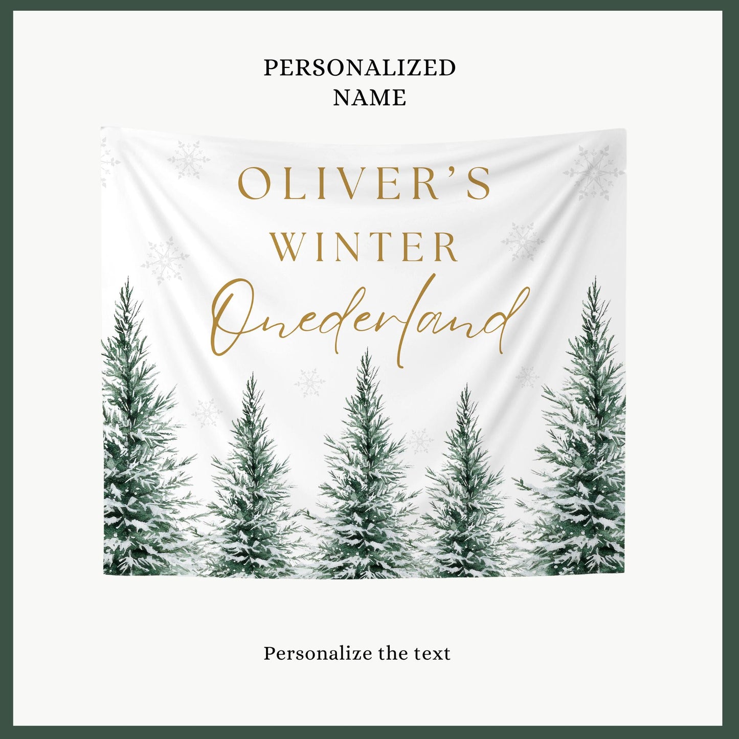 Winter Onederland Birthday Personalized Banner 1st Birthday Winter Wonderland Party Decor Backdrop Winter Custom Snowflake First Birthday